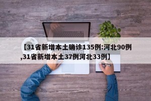 【31省新增本土确诊135例:河北90例,31省新增本土37例河北33例】