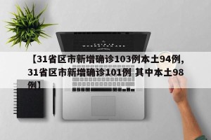 【31省区市新增确诊103例本土94例,31省区市新增确诊101例 其中本土98例】